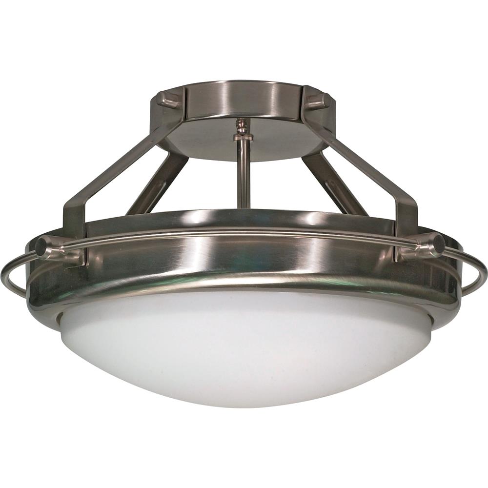 Nuvo Lighting 60/609  Polaris - 2 Light - 14" - Semi-Flush with Satin Frosted Glass Shades in Brushed Nickel Finish